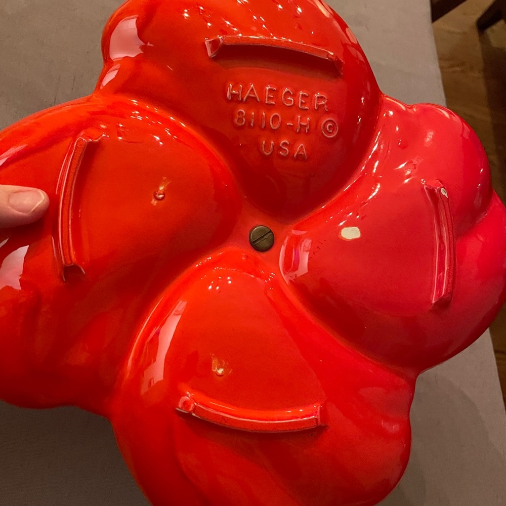 Vintage Haeger 8110-H Red/Orange Ceramic Relish Divided Tray Pottery. - Picture 6 of 7